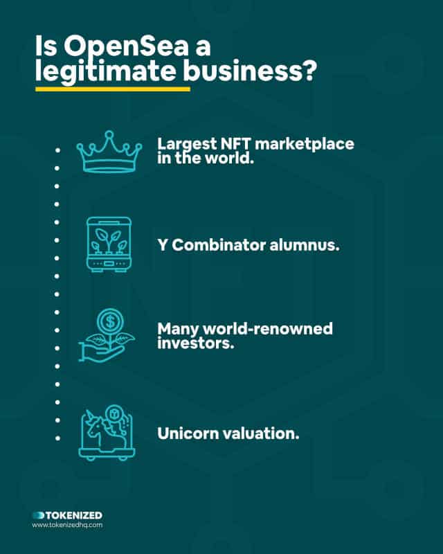 Infographic explaining why OpenSea is a legitimate business.