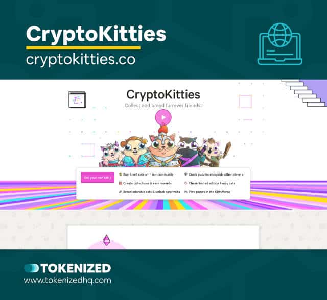 Screenshot of CryptoKitties, one of the most popular NFT games.