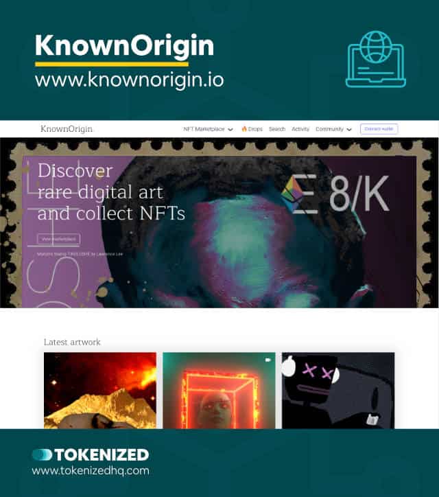 Screenshot of the KnownOrigin NFT Art Marketplace