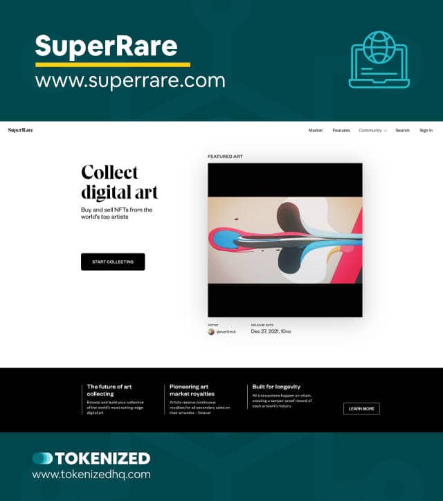 Screenshot of the SuperRare NFT Art Marketplace