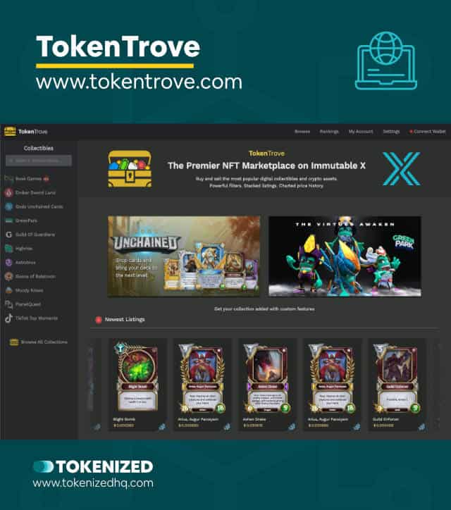 Screenshot of the TokenTrove NFT Art Marketplace