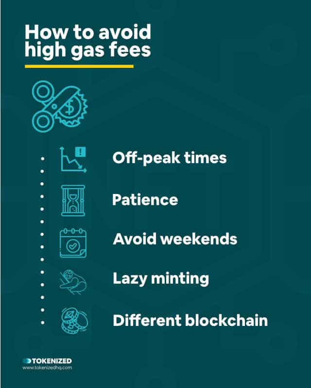 Infographic explaining how to avoid high gas fees on Rarible.