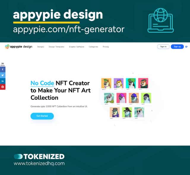 Screenshot of the appypie design NFT generator tool.
