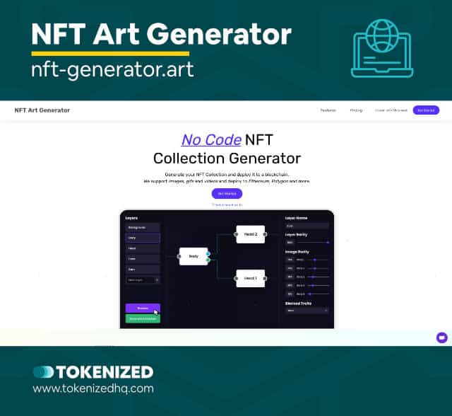 Screenshot of the NFT Art Generator tool.
