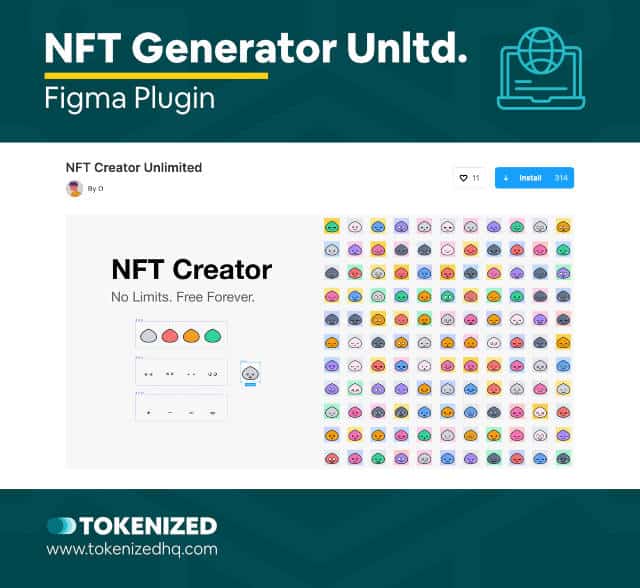 Screenshot of the NFT Generator Unlimited Figma Plugin