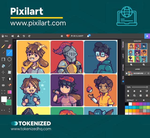 Screenshot of the pixel art tool "Pixilart".