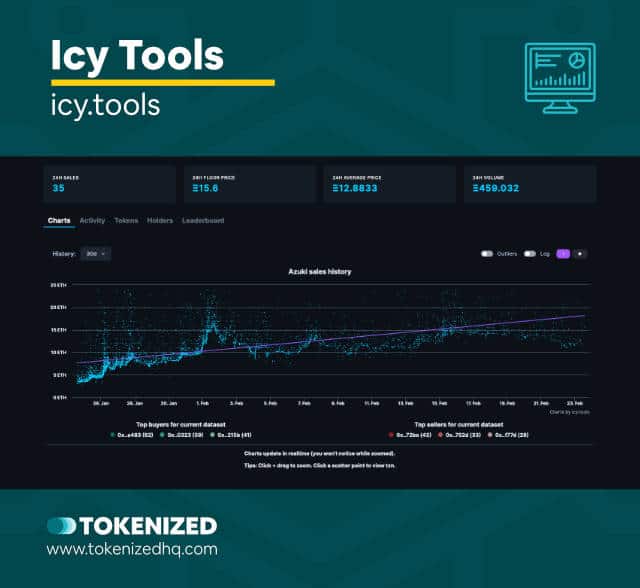 Screenshot of the NFT Market Analytics Tool "Icy Tools".