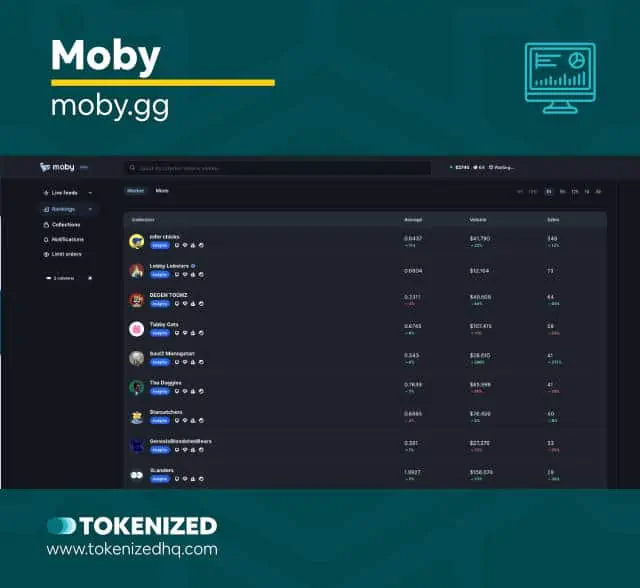 10 NFT Analytics Tools to Boost Your Profits 16 Screenshot of the NFT Market Analytics Tool "Moby".