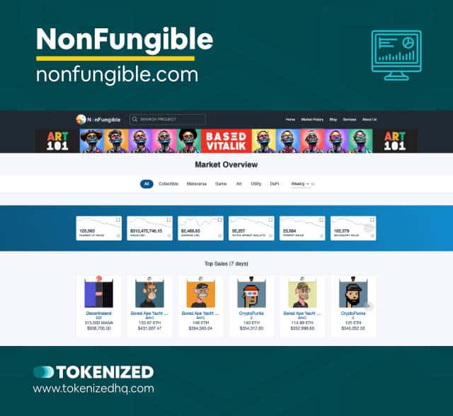Screenshot of the NFT Market Analytics Tool "NonFungible".