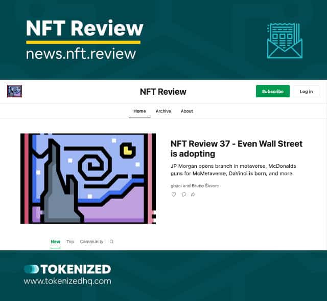 Screenshot of the Newsletter "NFT Review" that covers NFTs.