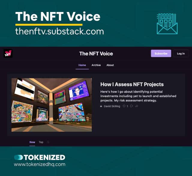 Screenshot of the Newsletter "The NFT Voice" that covers NFTs.