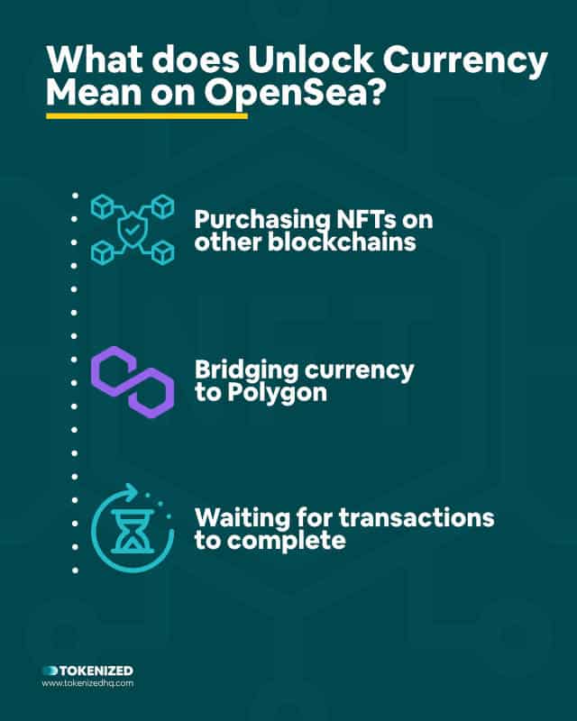 Infographic explaining what "unlock currency" means on OpenSea