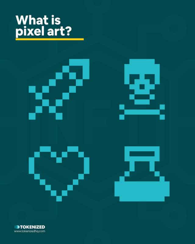 Infographic showing examples of pixel art.