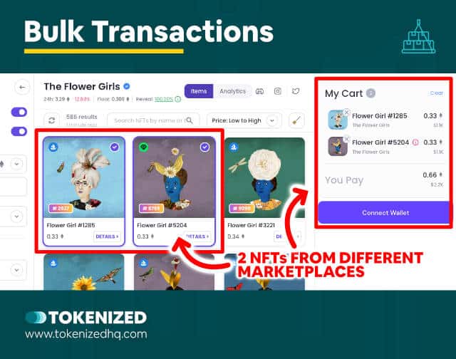 Screenshot showing how bulk transactions work on Gem.xyz