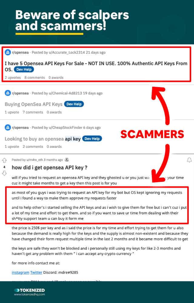 Infographic showing how you can identify scammer and scalpers.