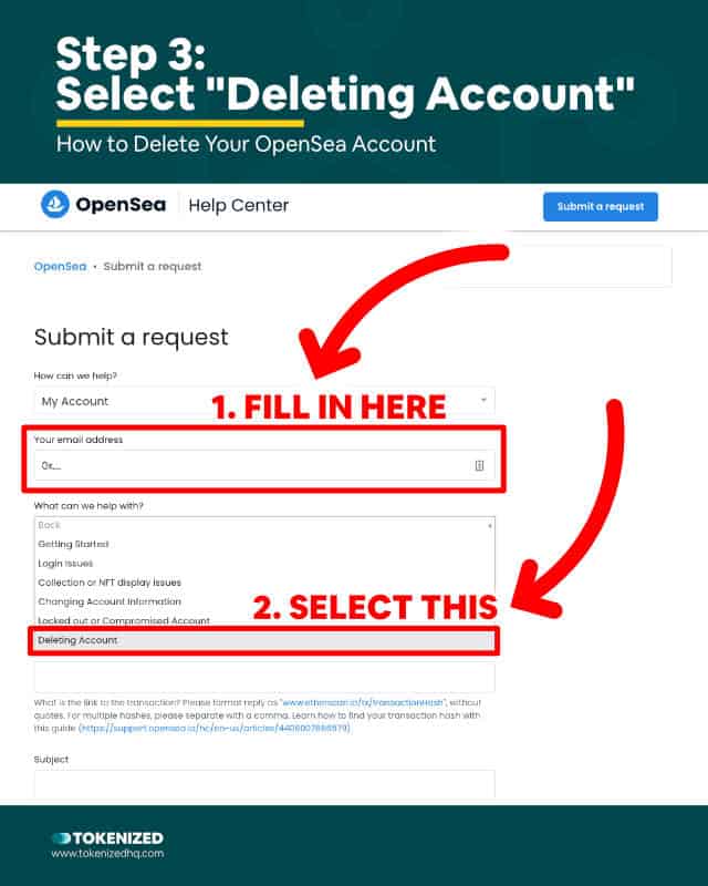 Step-by-Step Guide on How to Delete OpenSea Account – Step 3: Select "Deleting Account"
