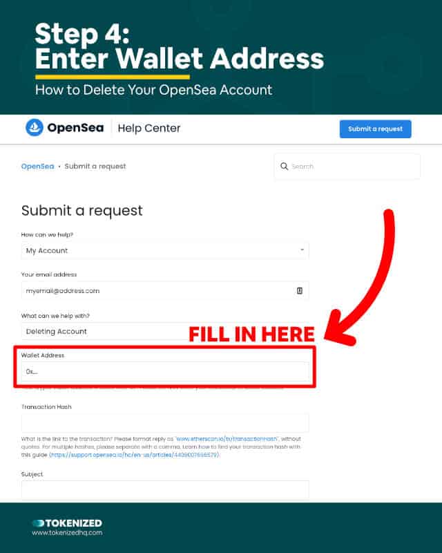 Step-by-Step Guide on How to Delete OpenSea Account – Step 4: Enter Wallet Address
