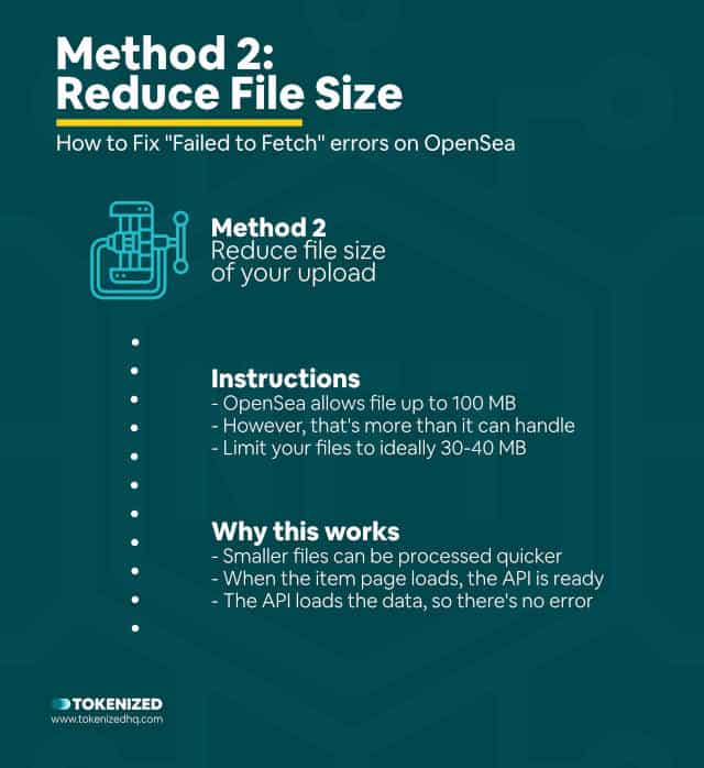 Infographic explaining method 2 of how to fix the OpenSea failed to fetch error.