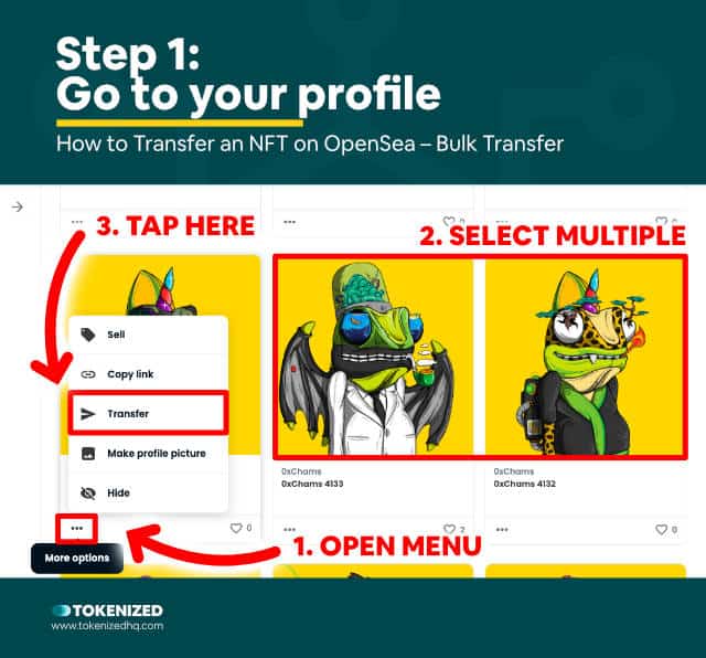 Step-by-step guide explaining the OpenSea bulk transfer – Method 2, Step 1