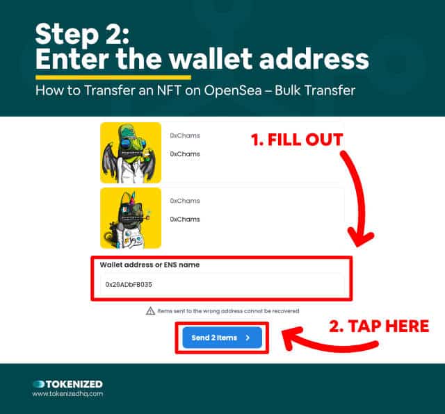 Step-by-step guide explaining the OpenSea bulk transfer – Method 2, Step 2