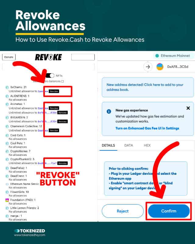 Infographic explaining how to use Revoke Cash to revoke allowances.