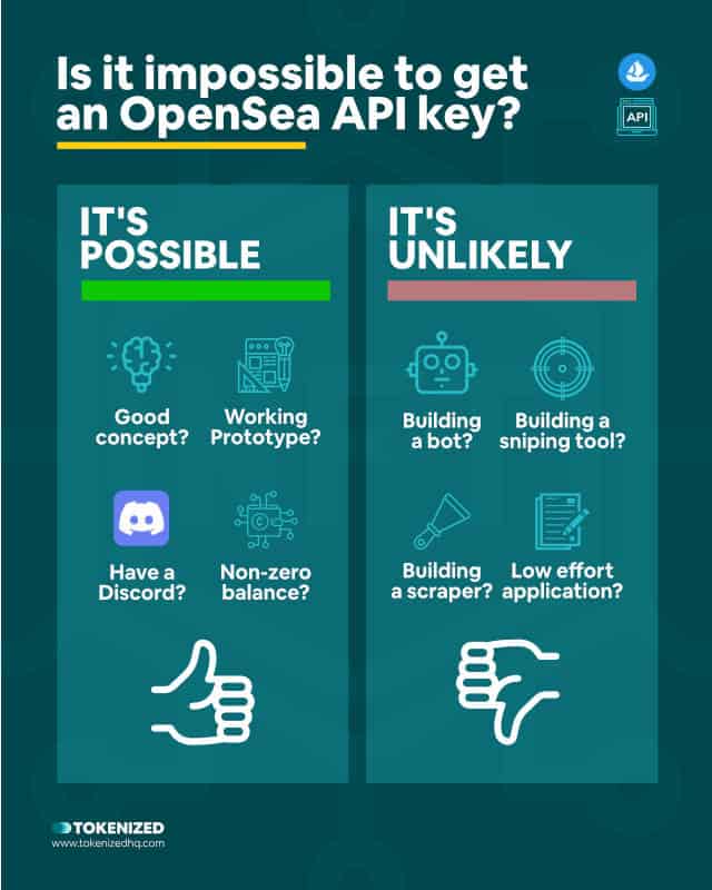 Infographic explaining what determines the success of an application for an API key.