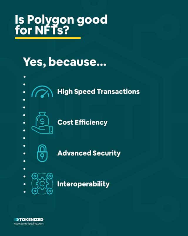Infographic explaining why Polygon is good for NFTs