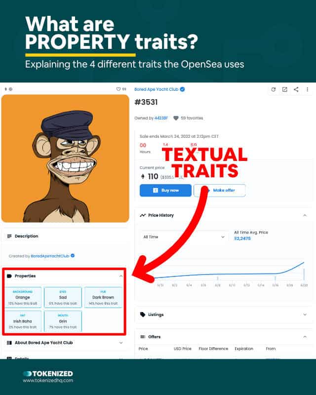 Screenshot showing what PROPERTY traits look like on OpenSea.