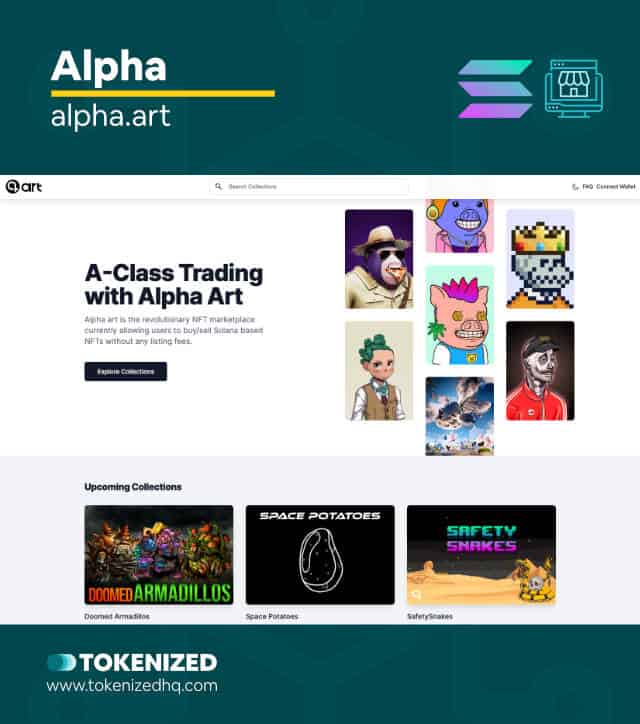 Screenshot of the "Alpha" Solana NFT Marketplace