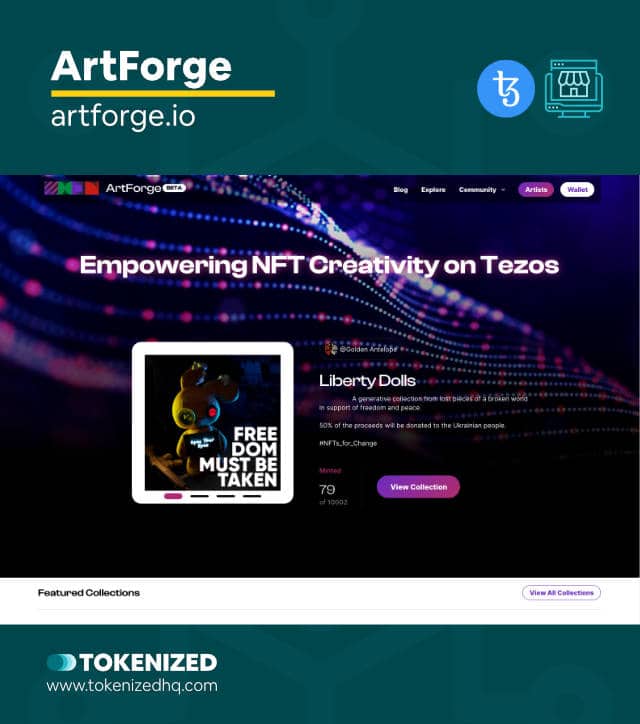 Screenshot of the "ArtForge" Tezos NFT Marketplace