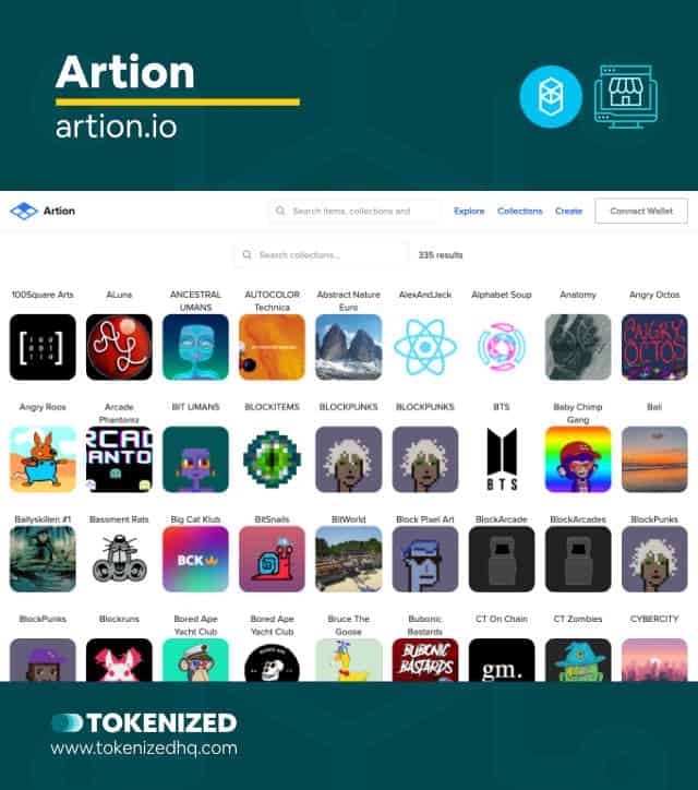 Screenshot of the "Artion" Fantom NFT Marketplace