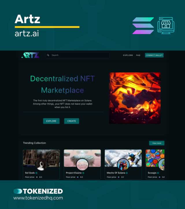 Screenshot of the "Artz" Solana NFT Marketplace
