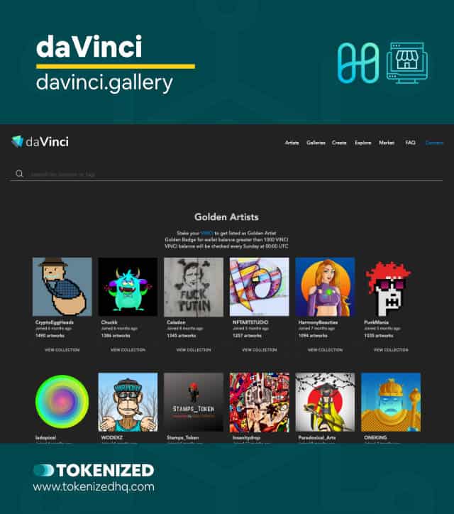 Screenshot of the "daVinci" Harmony One NFT Marketplace