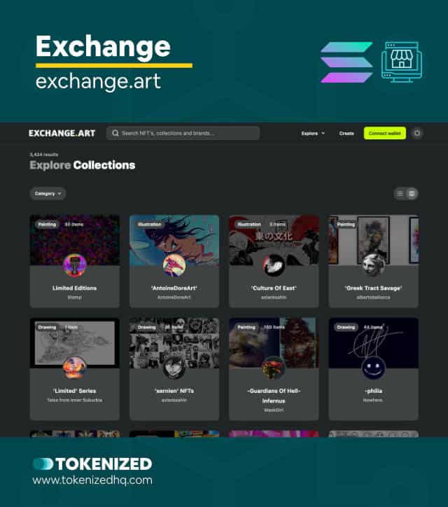 Screenshot of the "Exchange" SOL NFT Market