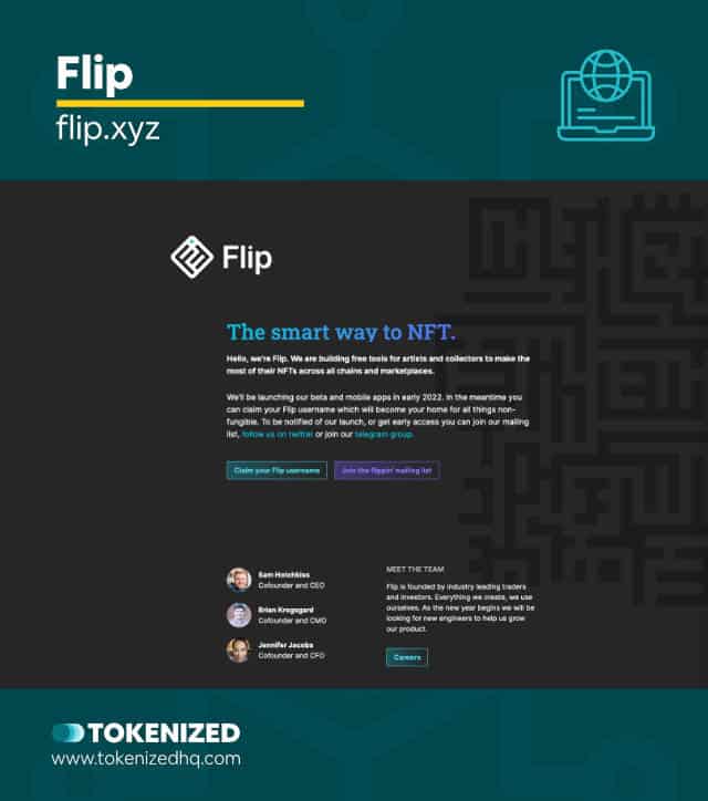 Screenshot of the "Flip" NFT marketplace aggregator website.