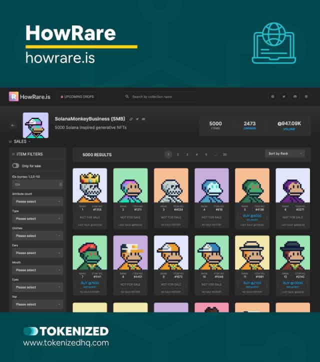 Screenshot of the rarity analytics NFT tool "HowRare"