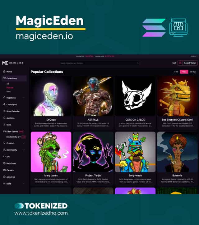 Screenshot of the "MagicEden" NFT SOL Marketplace