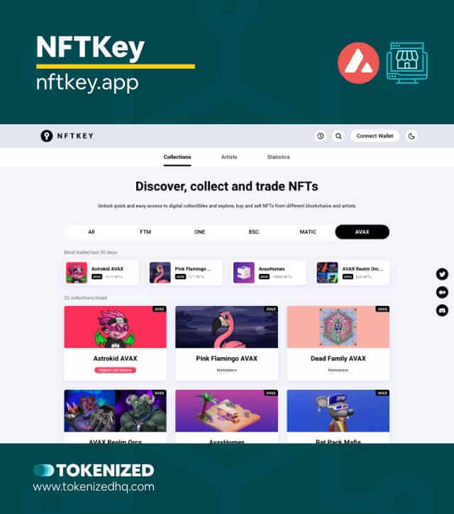 Screenshot of the "NFTKey" Avax NFT Marketplace