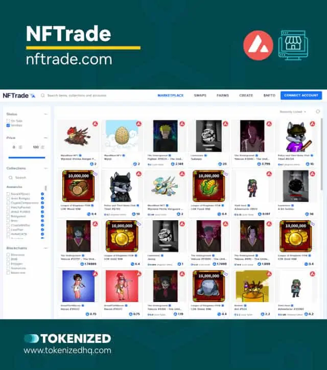 Screenshot of the "NFTrade" Avax NFT Marketplace