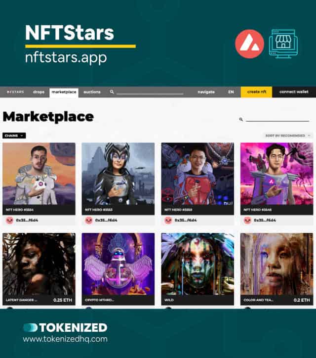 Screenshot of the "NFTStars" Avax NFT Marketplace