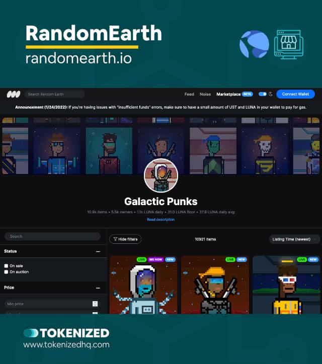 Screenshot of the "RandomEarth" Terra Luna NFT Marketplace