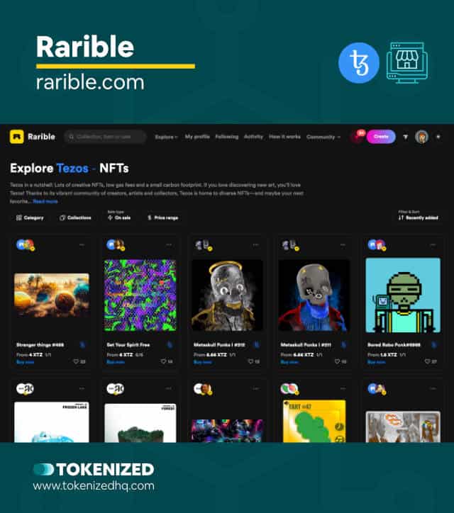 Screenshot of the "Rarible" Tezos NFT Marketplace