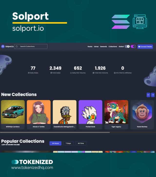 Screenshot of the "Solport" NFT SOL Marketplace