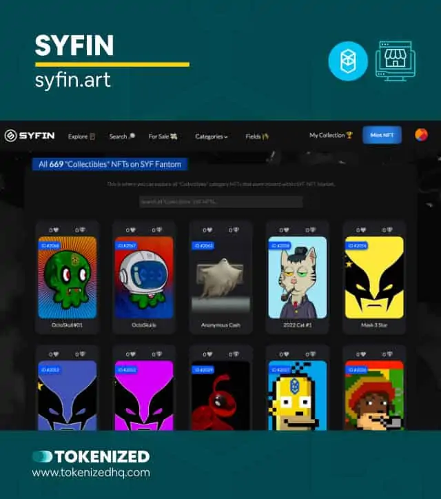 Screenshot of the "Syfin" Fantom NFT Marketplace