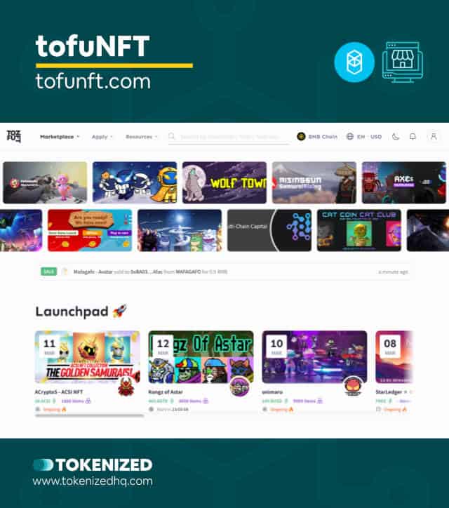Screenshot of the "tofuNFT" FTM NFT Marketplace