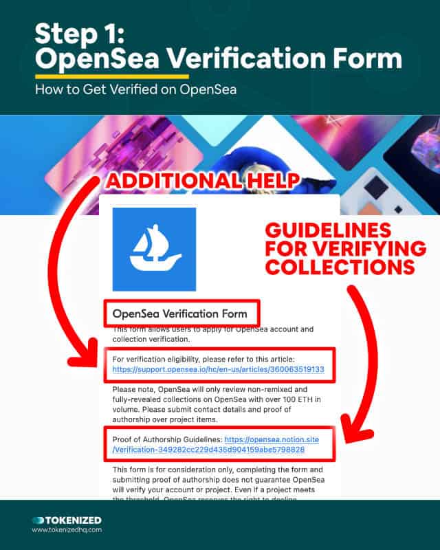 Step-by-step guide explaining how to get verified on OpenSea – Step 1: The Application Form