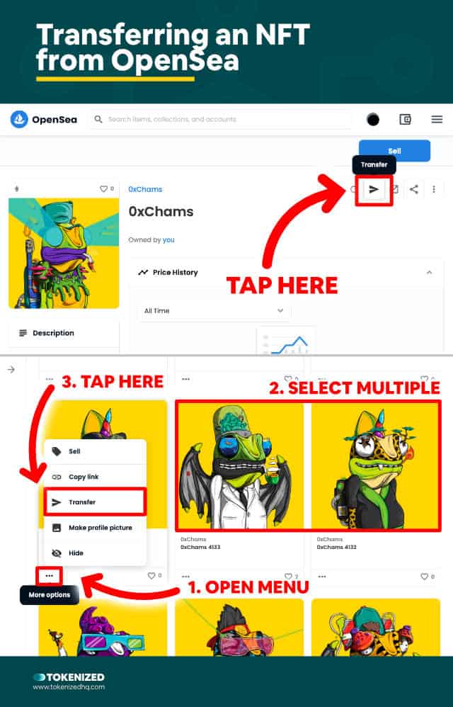 Step-by-Step guide explaining how to transfer NFTs from OpenSea.