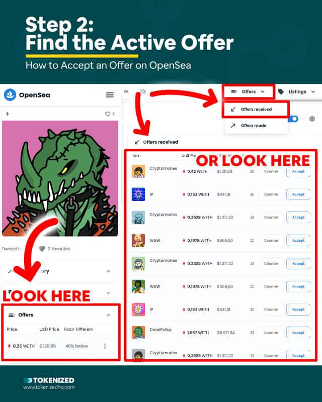 Step-by-Step Guide on How to Accept Offer on OpenSea – Step 2: Find the Active Offer