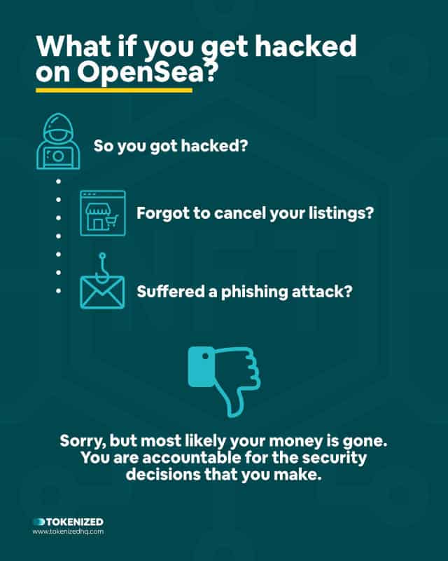 Infographic explaining what you can do if you get hacked on OpenSea.