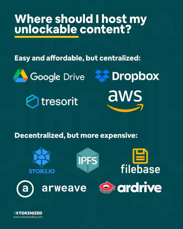 Infographic explaining where you should host your OpenSea unlockable content.